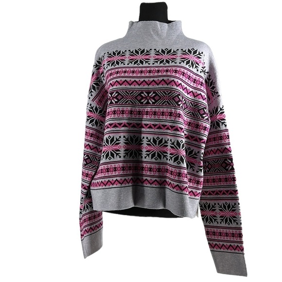 Joie Fair Isle Nordic Style Knit Sweater boxy cabin cottage mountains sz xl NWT - Picture 3 of 12